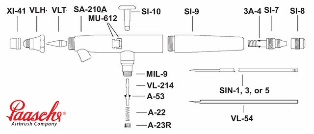 Paasche Model SI Series Spare Parts